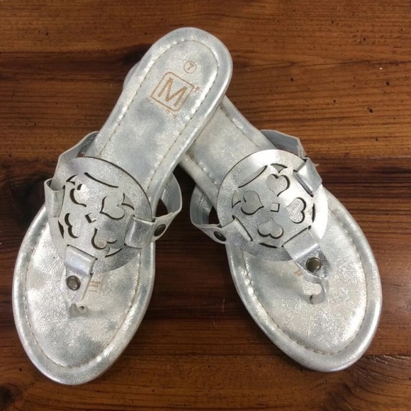 Women’s silver sandals slip on - Picture 1 of 3